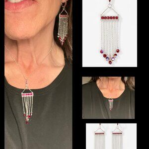 Touchstone Crystal “Fringe Benefits” Set | Necklace + Earrings | Siam Red | $238